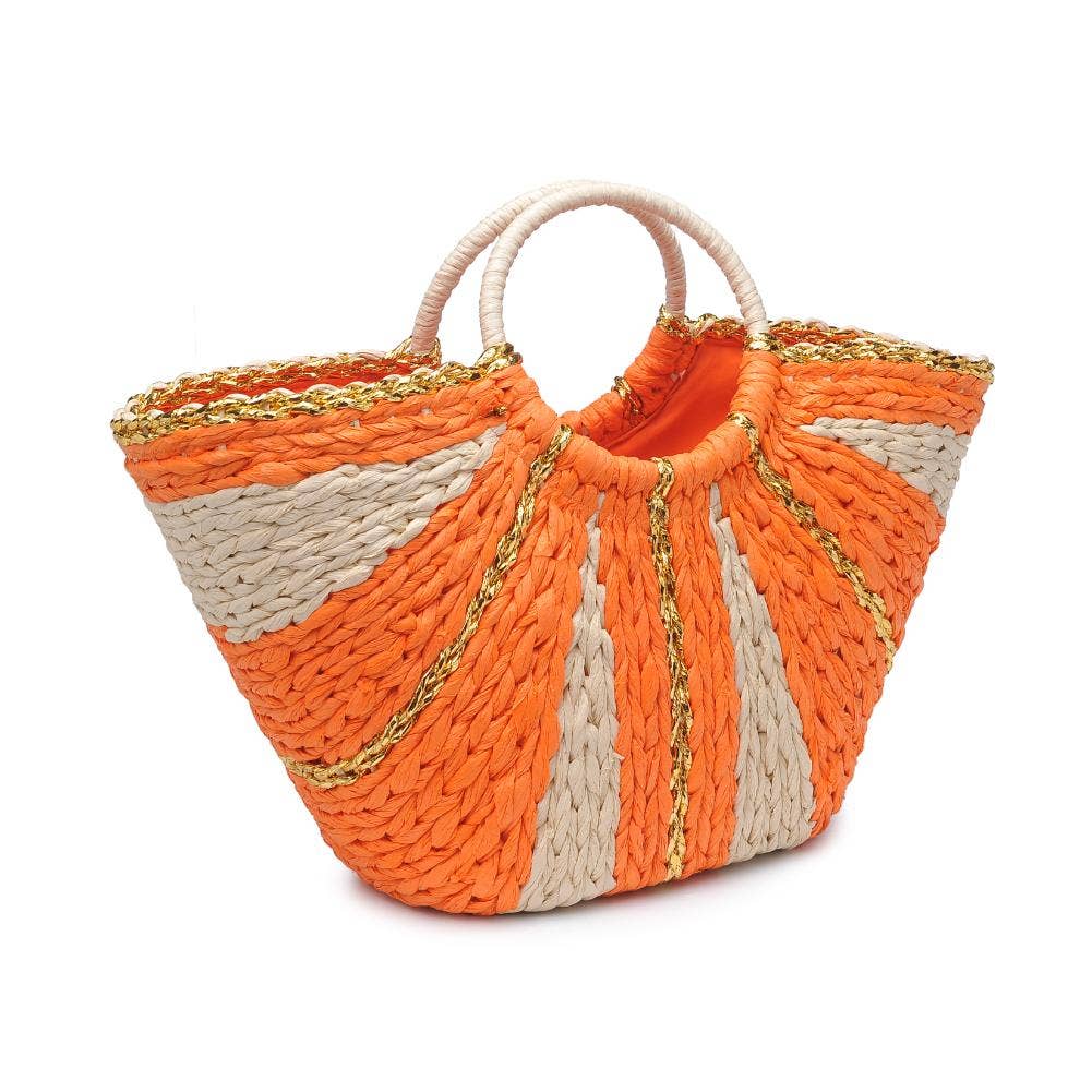 Carmen Straw Summer Beach Top Handle Tote(two colors)