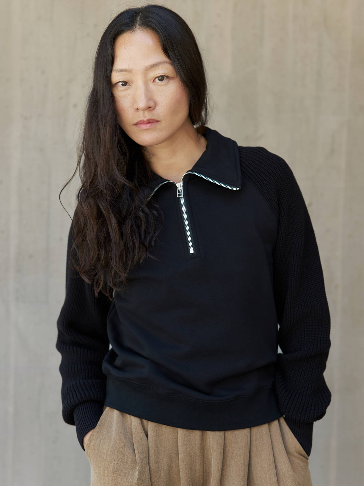Riley Sweater, Half Zip Sweater with Spread Collar
