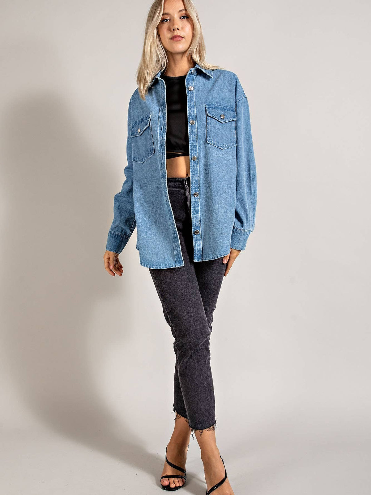 Denim Blue Button Down Shacket