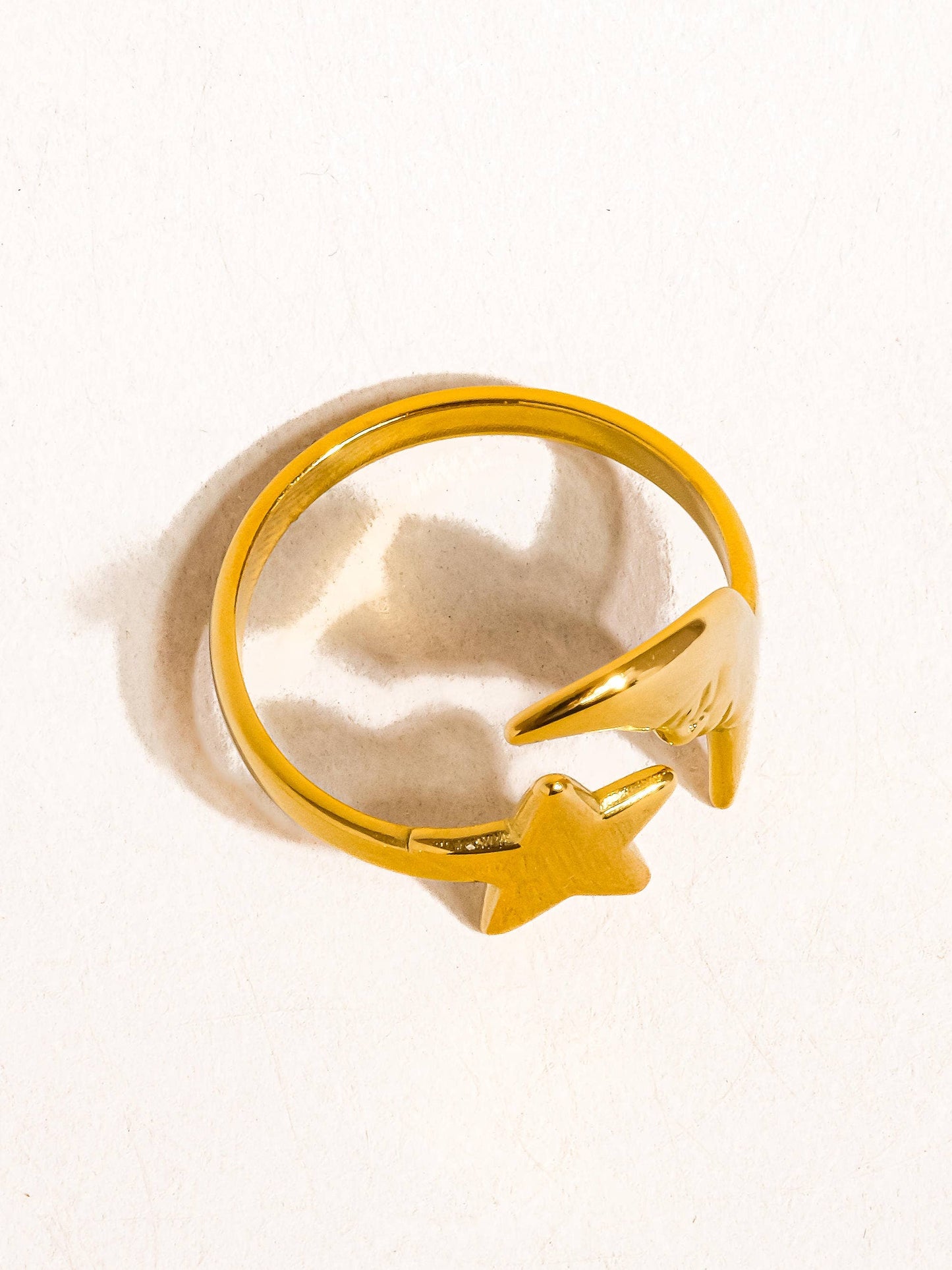 Tasa 18K Gold Non-Tarnish Star and Moon Ring
