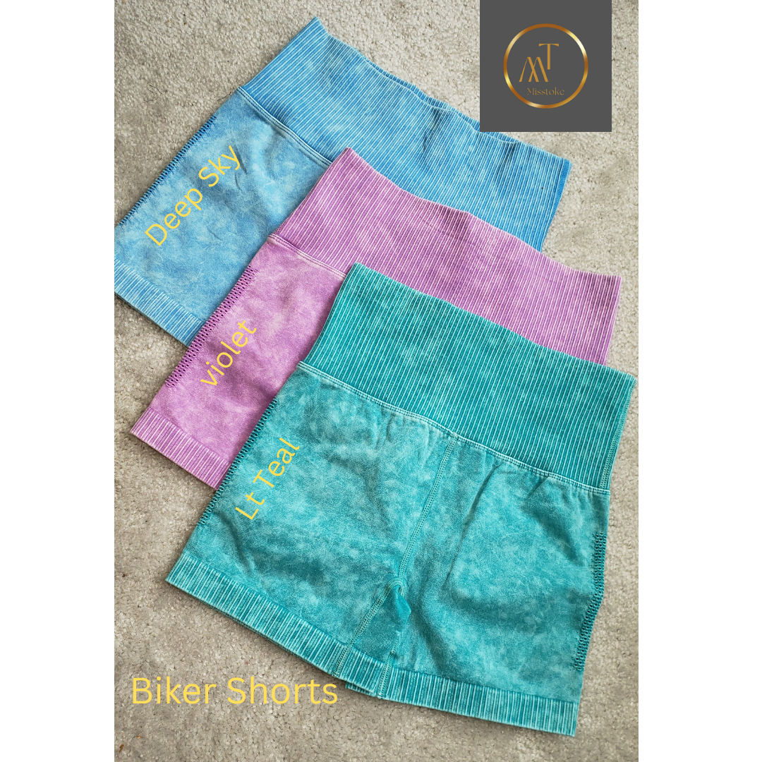 Washed Seamless High Waisted Shorts in deep sky