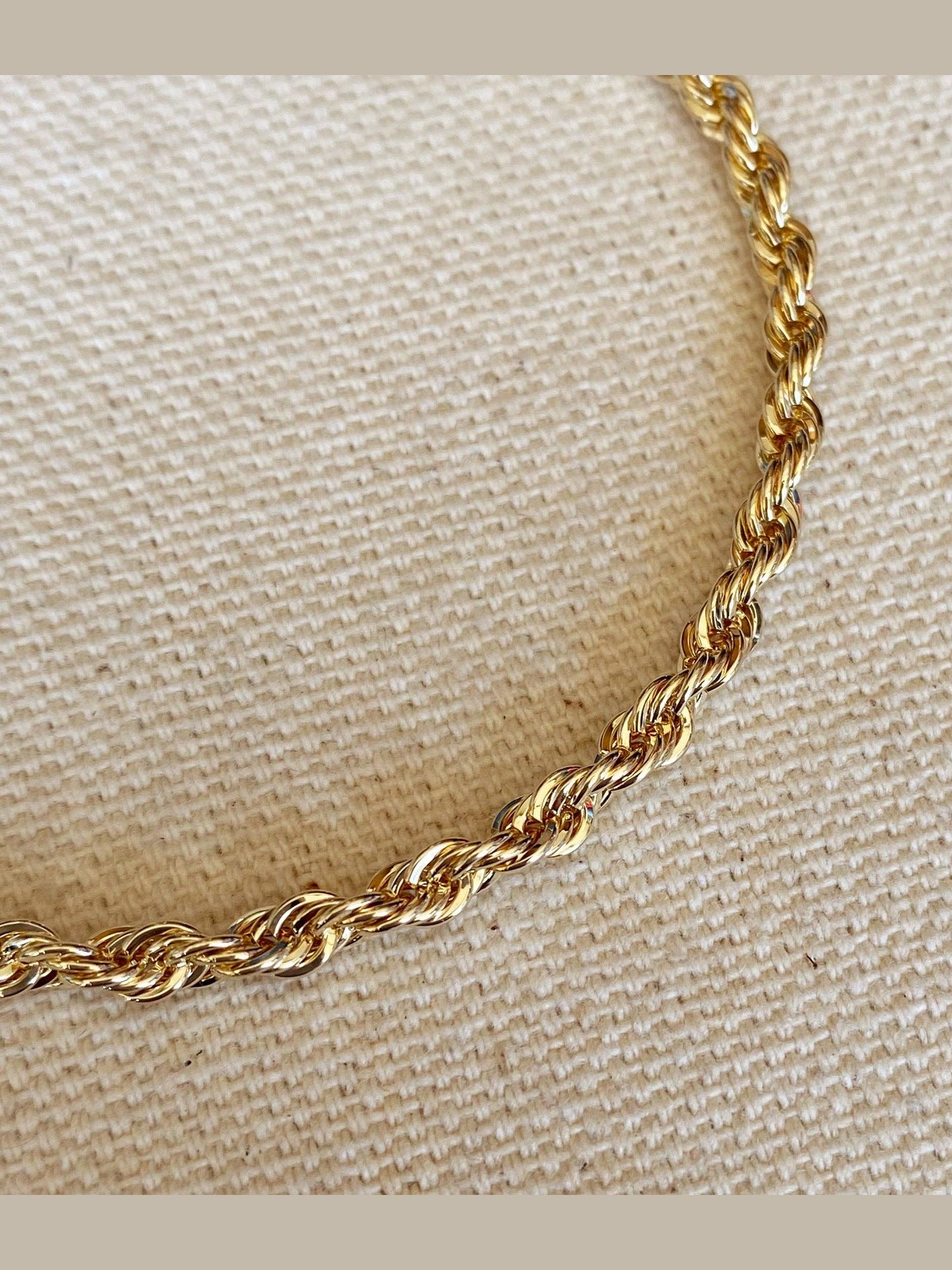 18k Gold Filled 3mm Rope Bracelet: 6.5 inches