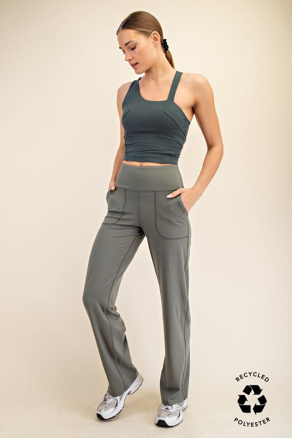 (Plus) Gray Sage Butter Soft Straight Casual Yoga Pants