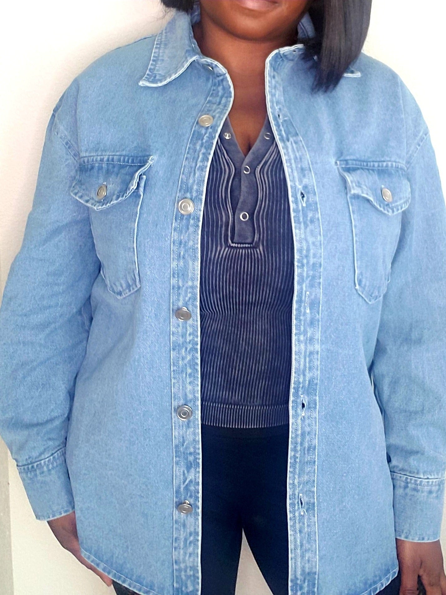 Denim Blue Button Down Shacket