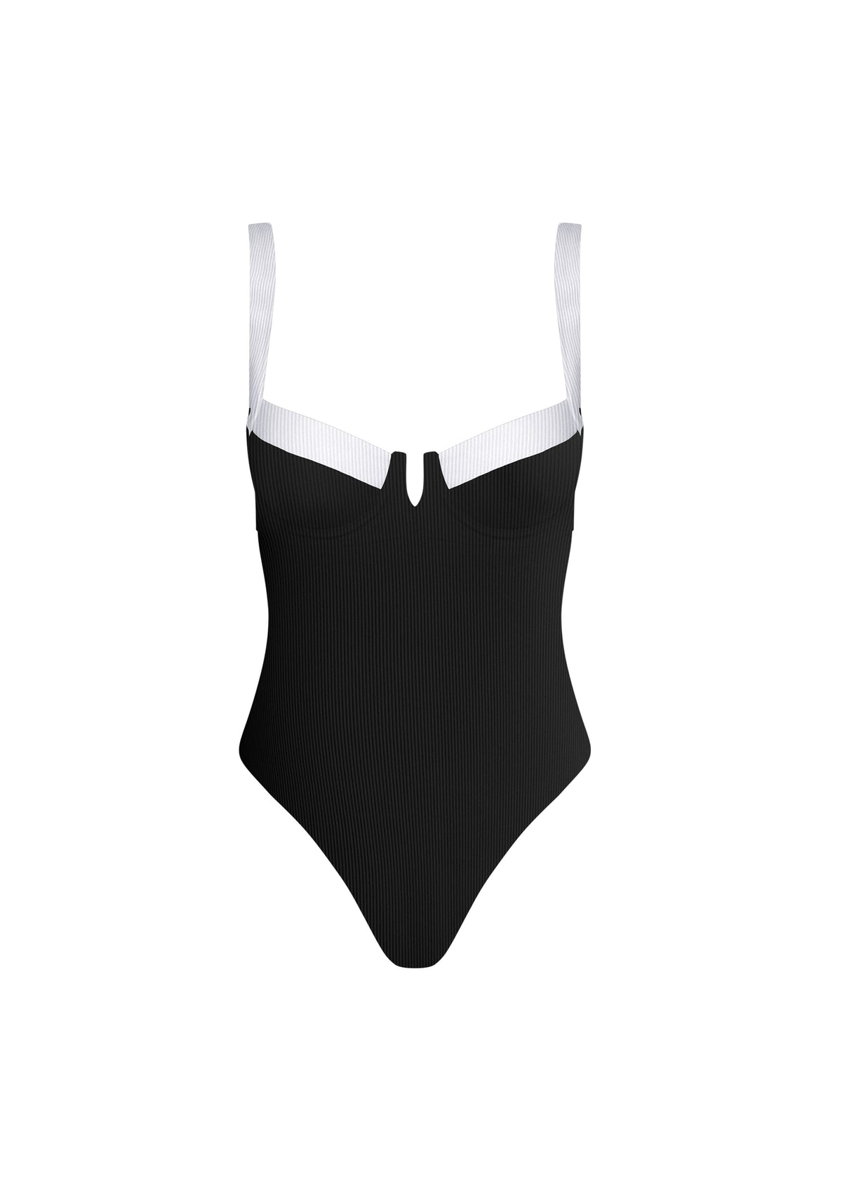 Two-tone v-neck One Piece Swimsuit (4 colors)