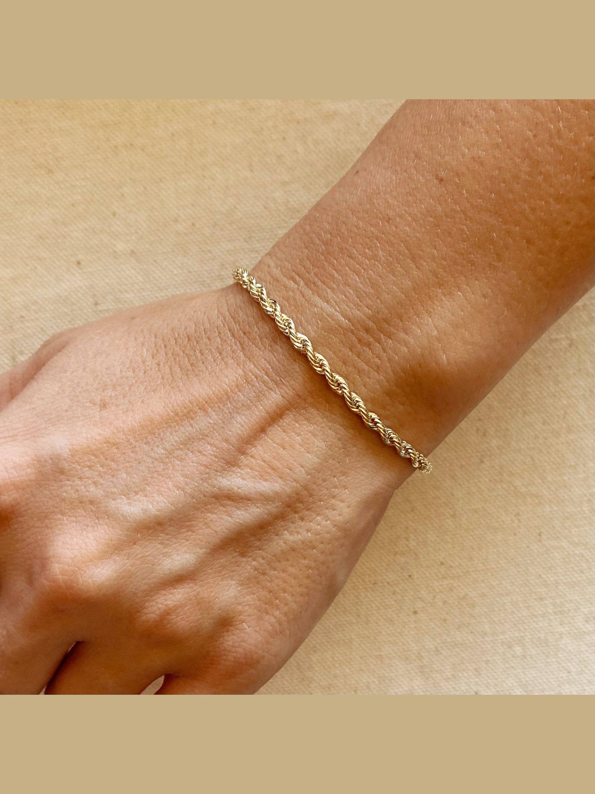 18k Gold Filled 3mm Rope Bracelet: 6.5 inches