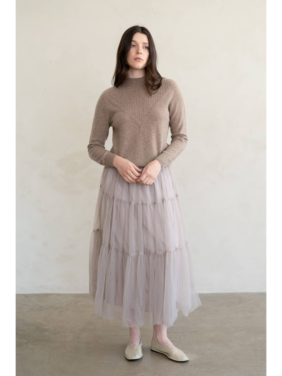 Classic Wool Textured Mock Neck Sweater