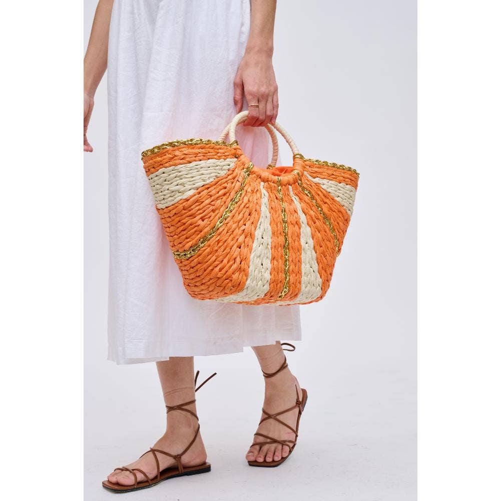 Carmen Straw Summer Beach Top Handle Tote(two colors)