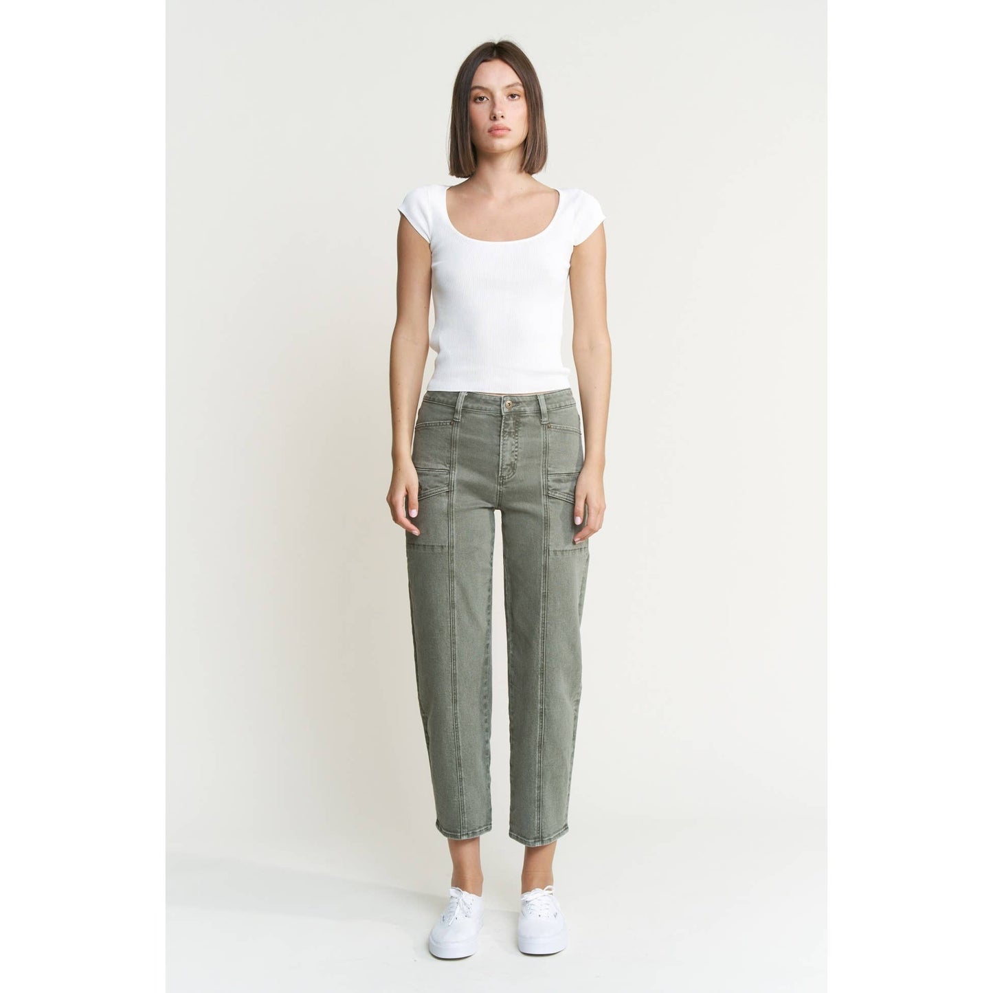 High Rise Tapered Cargo Pants