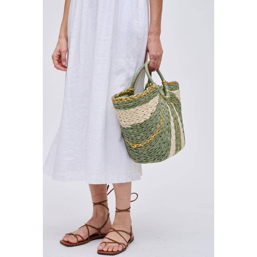 Carmen Straw Summer Beach Top Handle Tote(two colors)