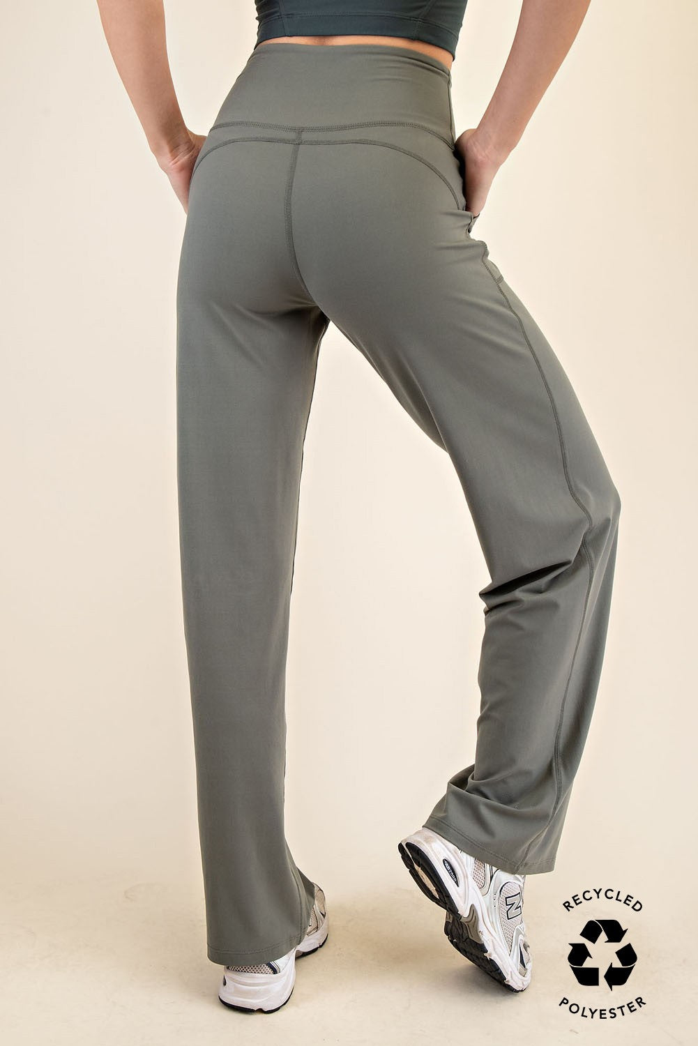 (Plus) Gray Sage Butter Soft Straight Casual Yoga Pants