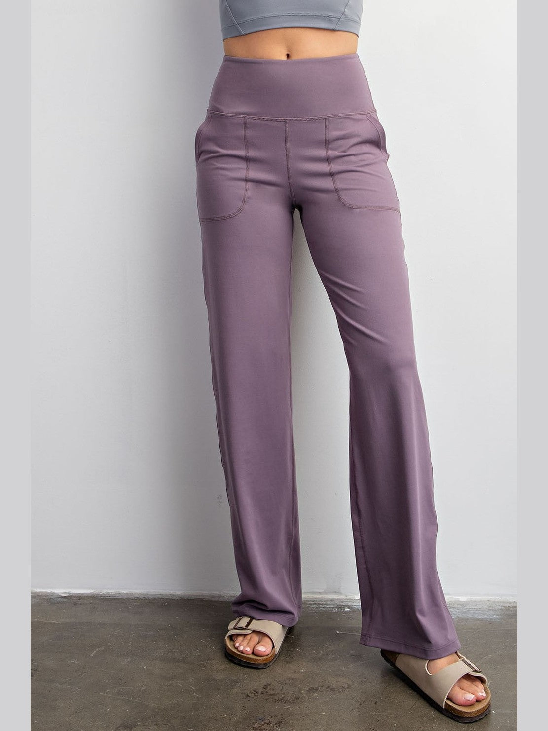 (Plus) Frosted Mulberry Butter Soft Straight Casual Yoga Pants