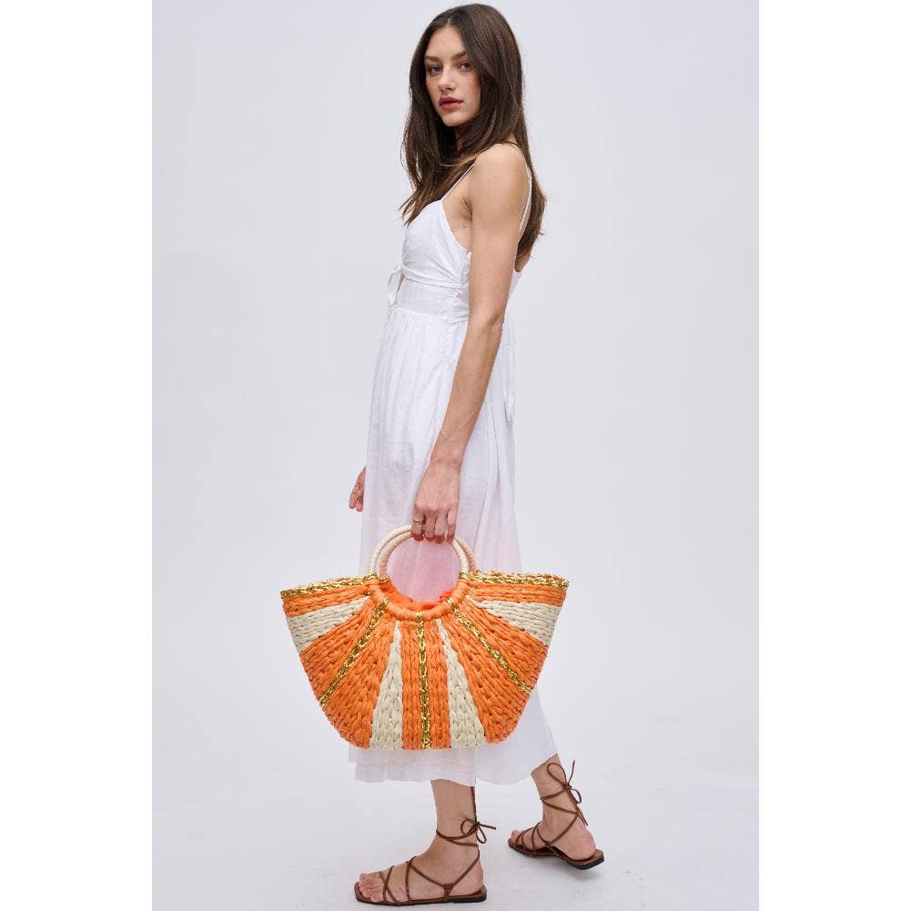Carmen Straw Summer Beach Top Handle Tote(two colors)