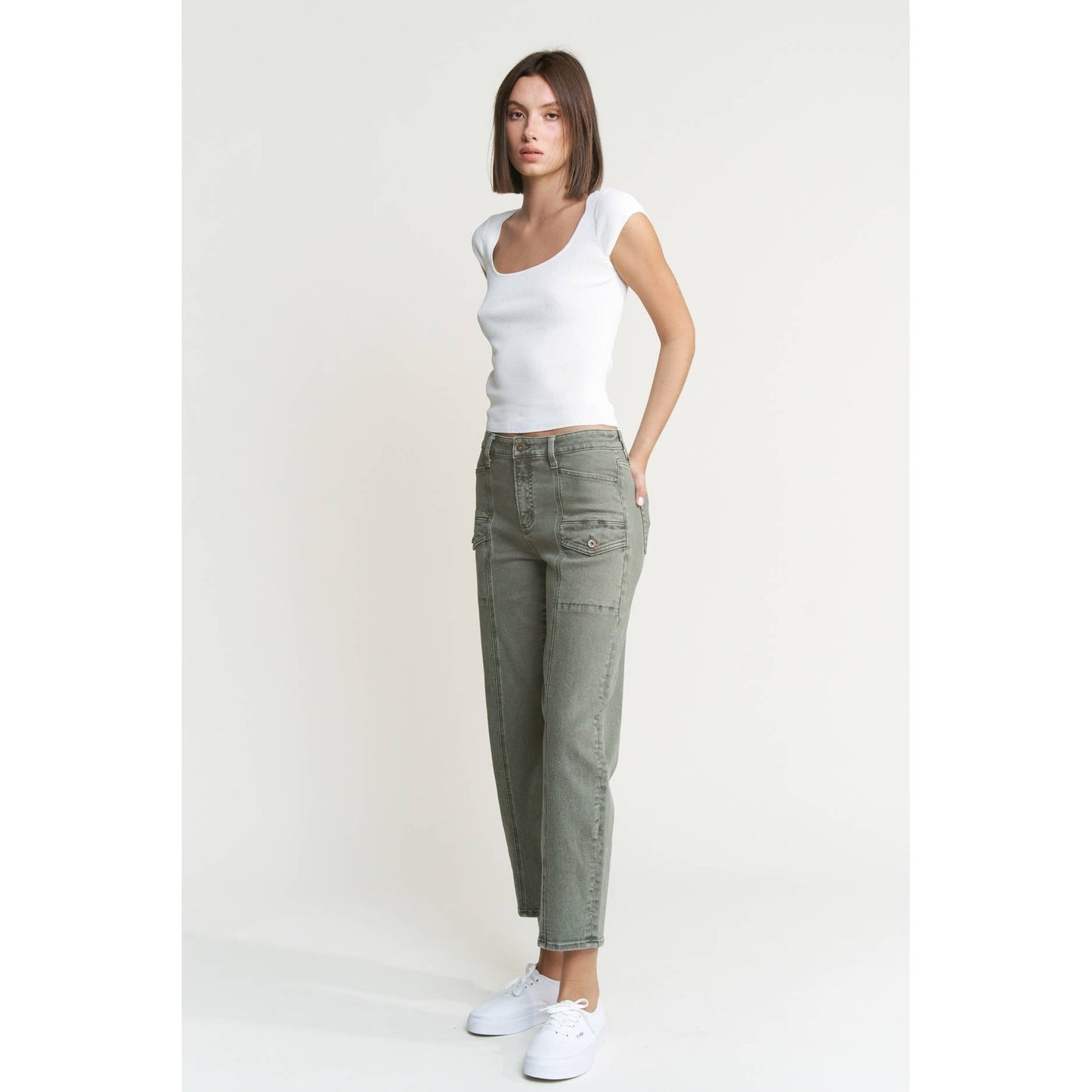 High Rise Tapered Cargo Pants