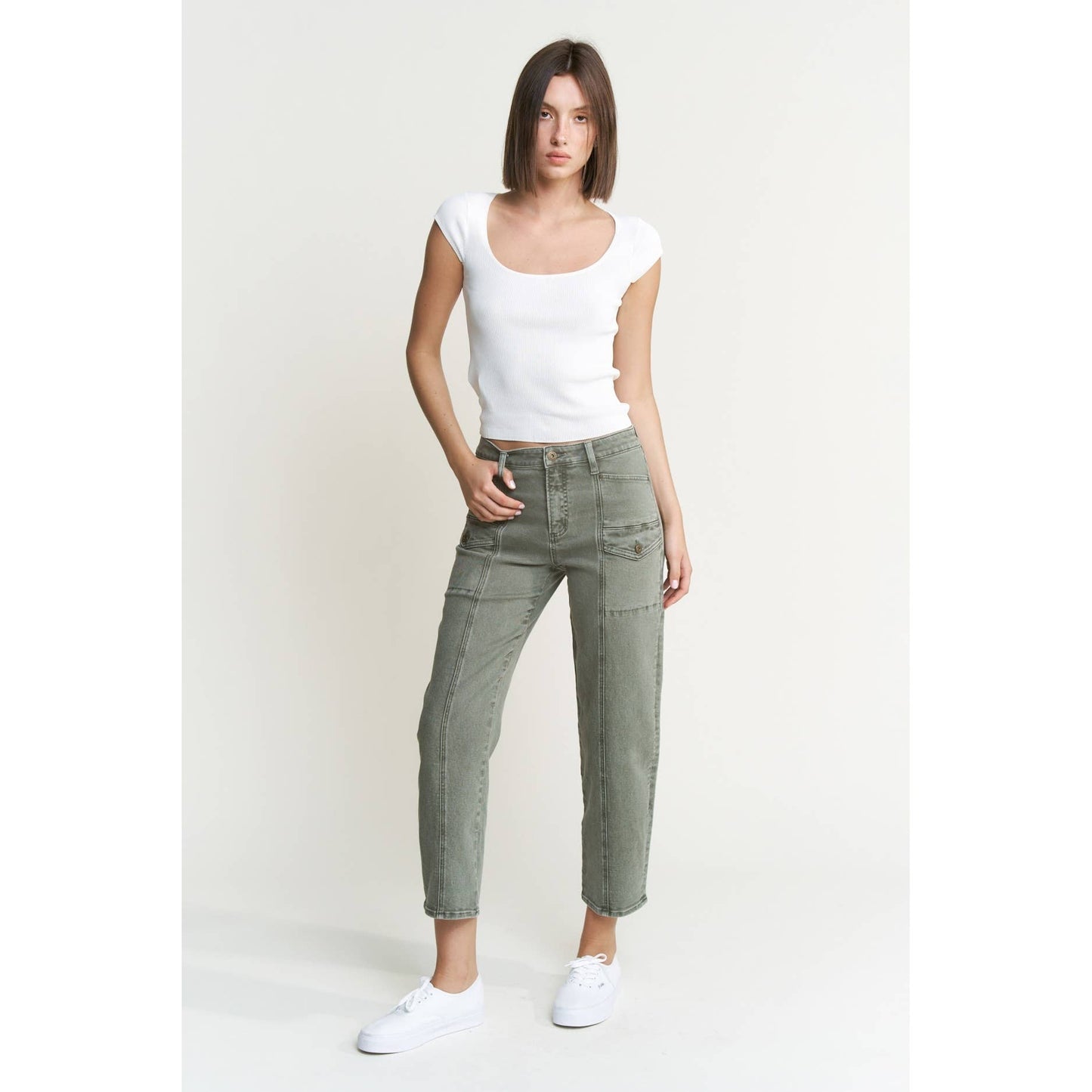 High Rise Tapered Cargo Pants