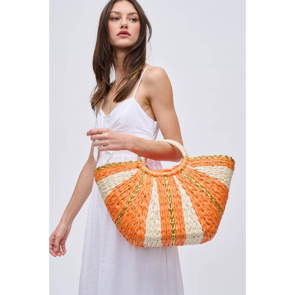 Carmen Straw Summer Beach Top Handle Tote(two colors)