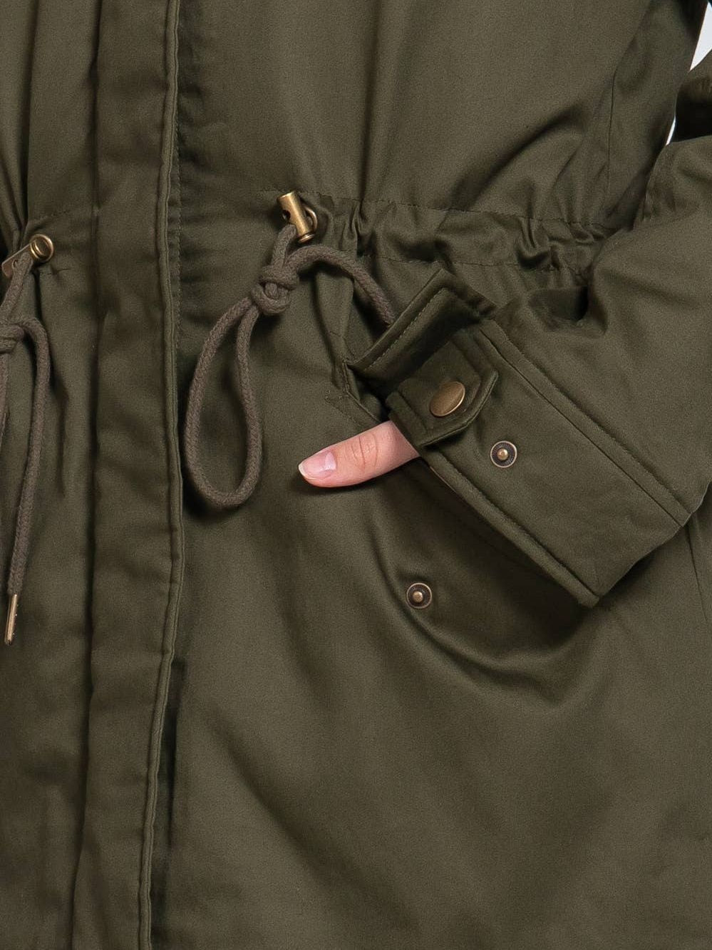 Fleece Lined Fur Hoodie Utility Jacket- two colors