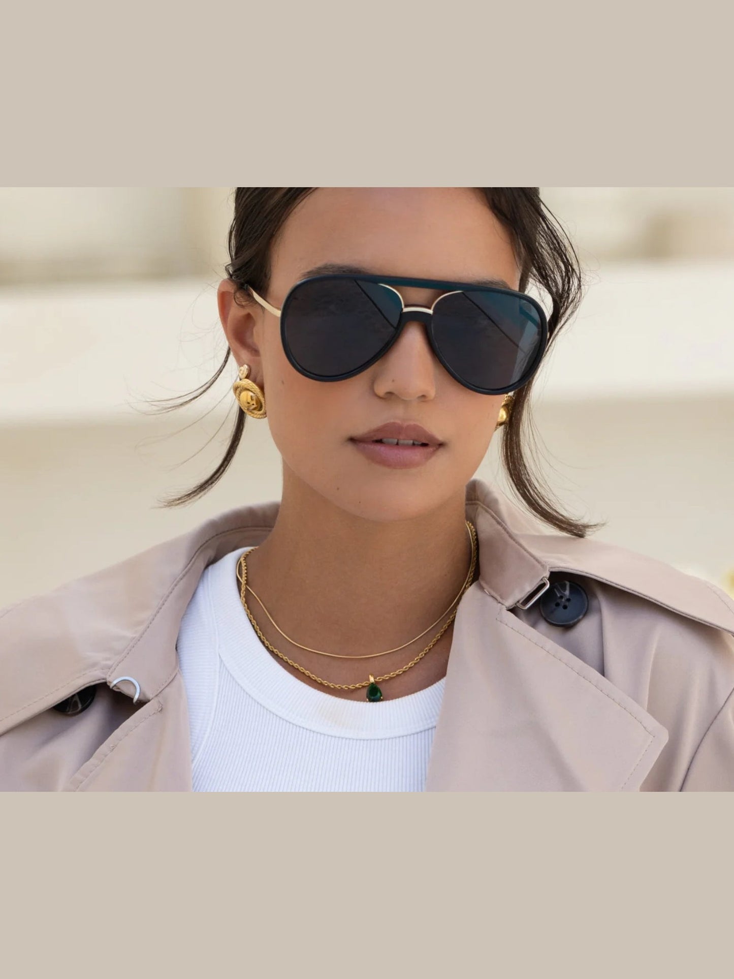 Gold Mirroed Shay Aviator Sunglasses