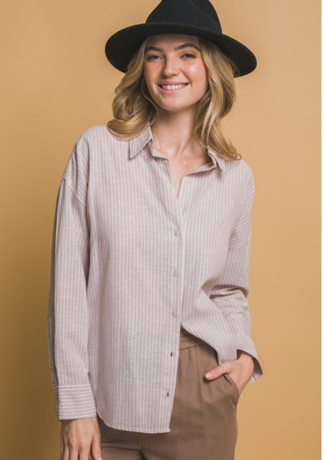 Classic Button Down Stripped Linen Shirt