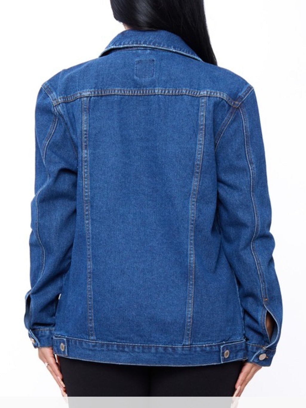 Chaqueta vaquera boyfriend fit azul oscuro con bolsillos