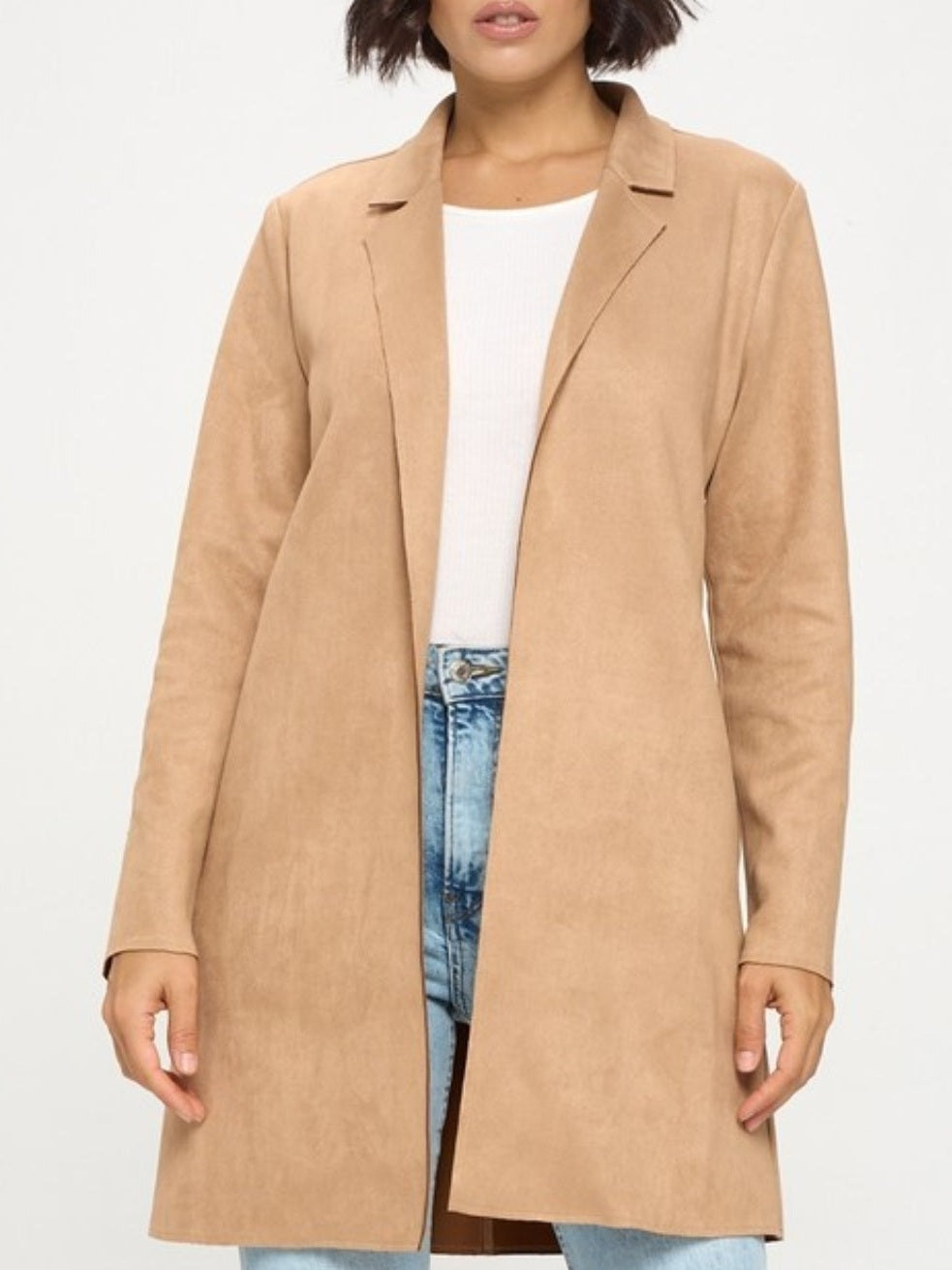 Mocha Suede(Faux) Cardigan Coat
