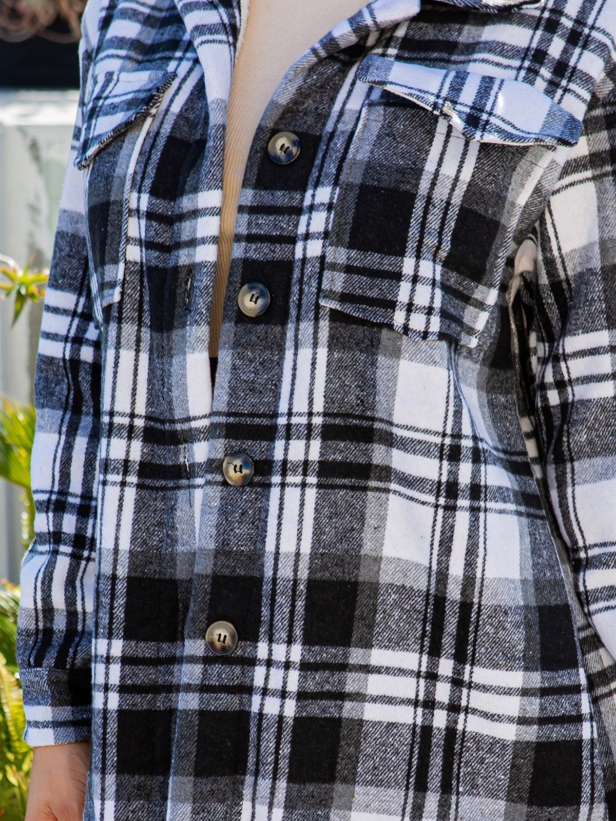 Black Womens Plaid Shacket