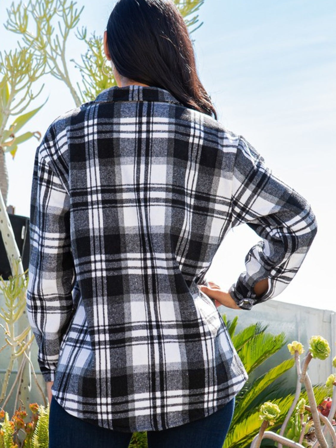 Black Womens Plaid Shacket