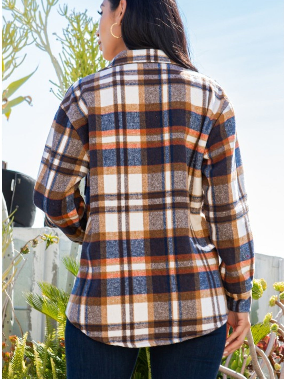 Chaqueta estilo chaqueta a cuadros para mujer