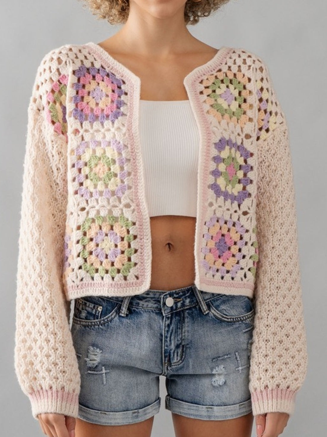 FLORAL PATTERN CROCHET CARDIGAN