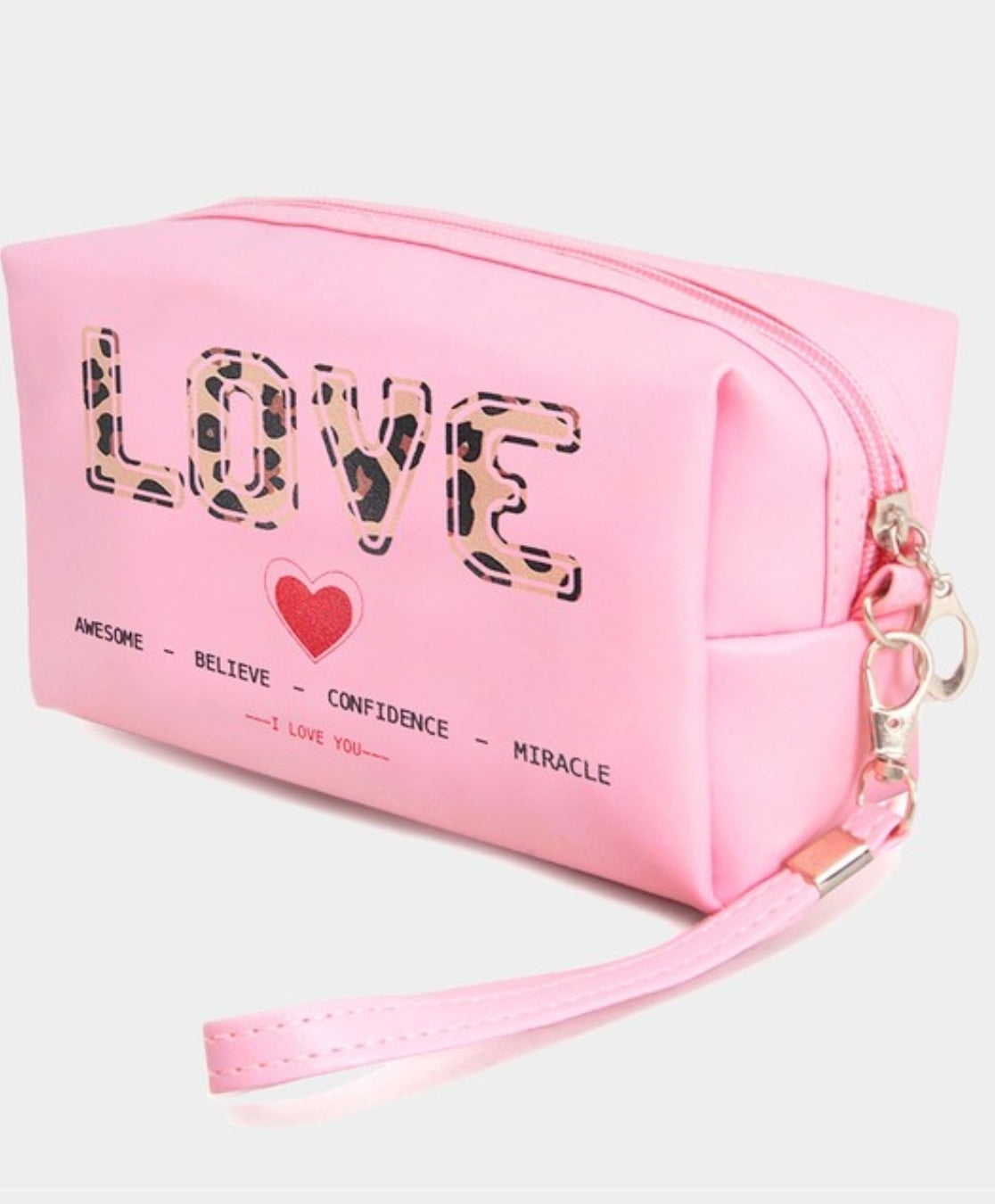 Leopard Patterned LOVE Message Pouch Bag