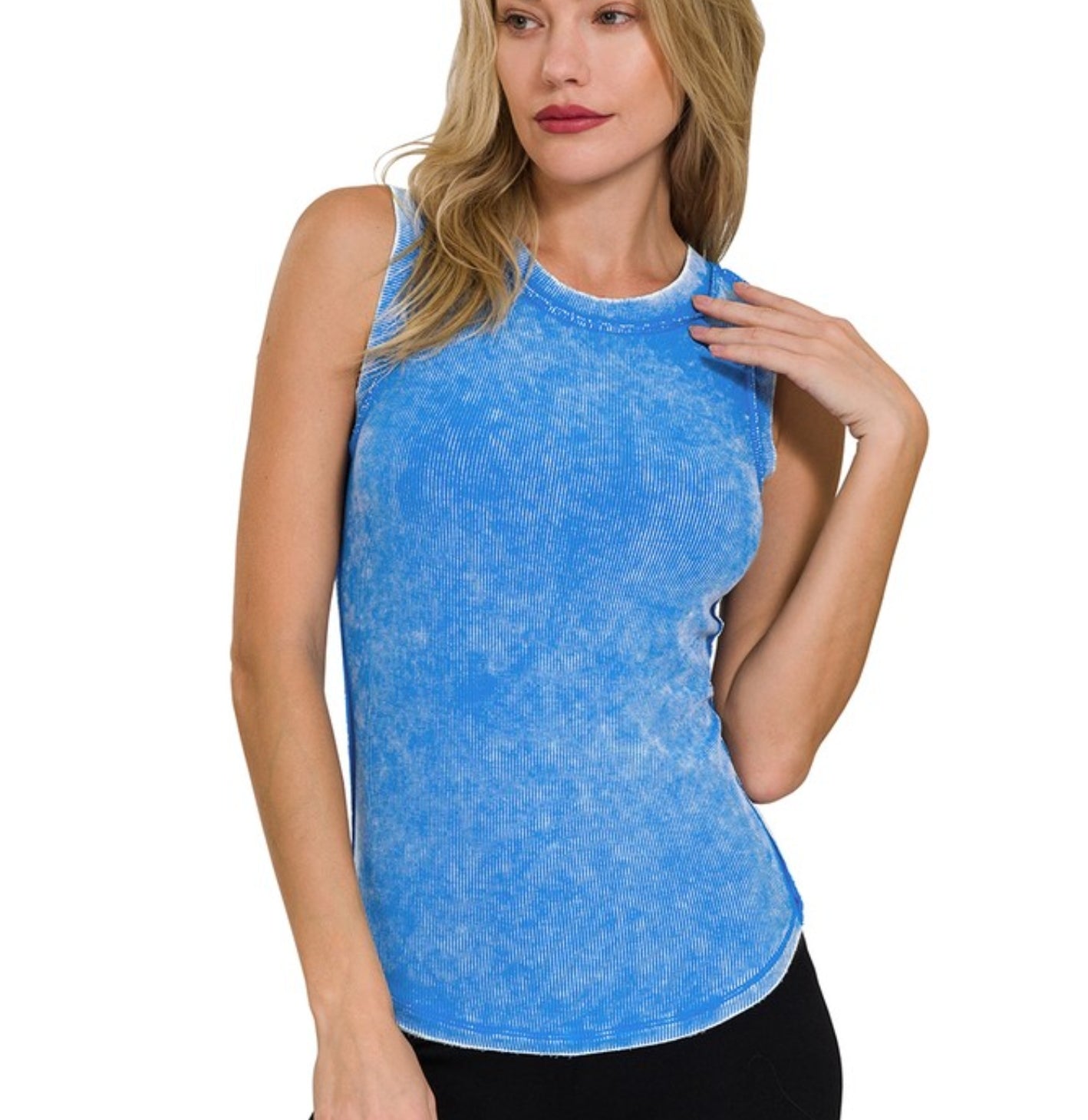Washed Ribbed Scoop Neck Tank Top (several colors)