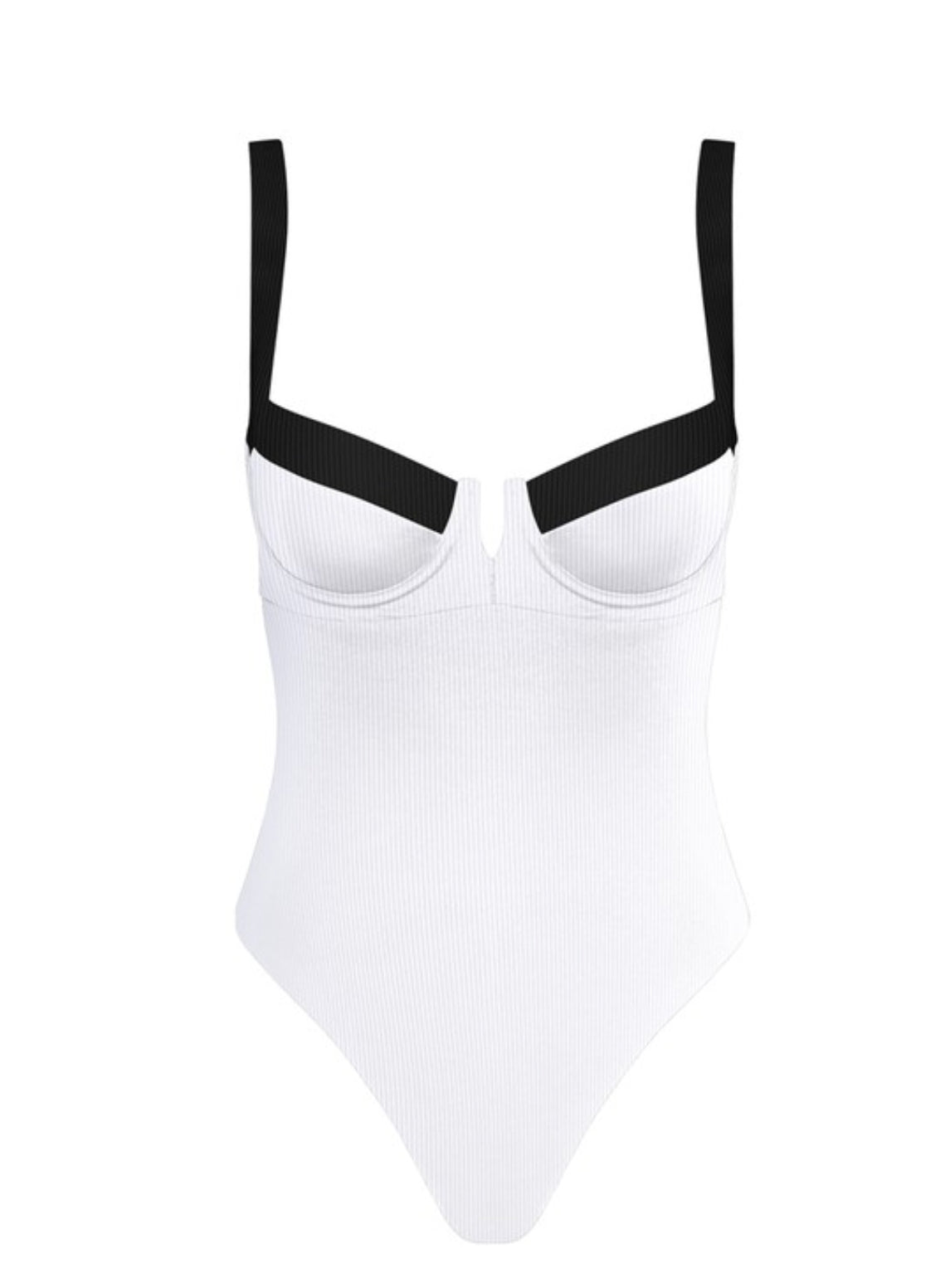 Two-tone v-neck One Piece Swimsuit (4 colors)