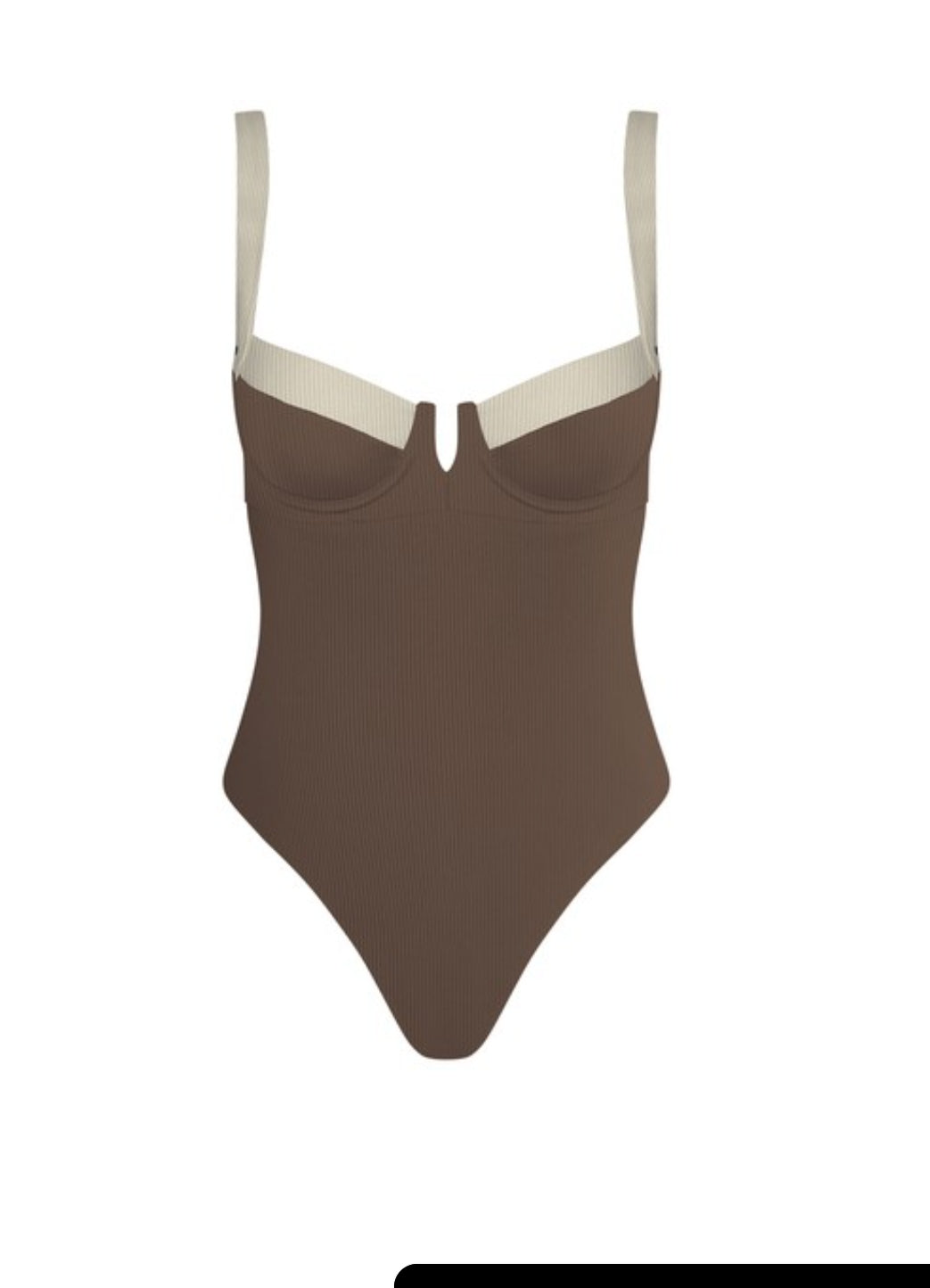 Two-tone v-neck One Piece Swimsuit (4 colors)