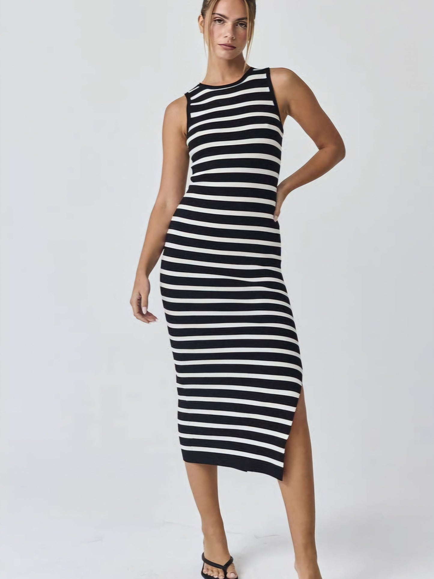 Midi Sleeveless Stripped Dress