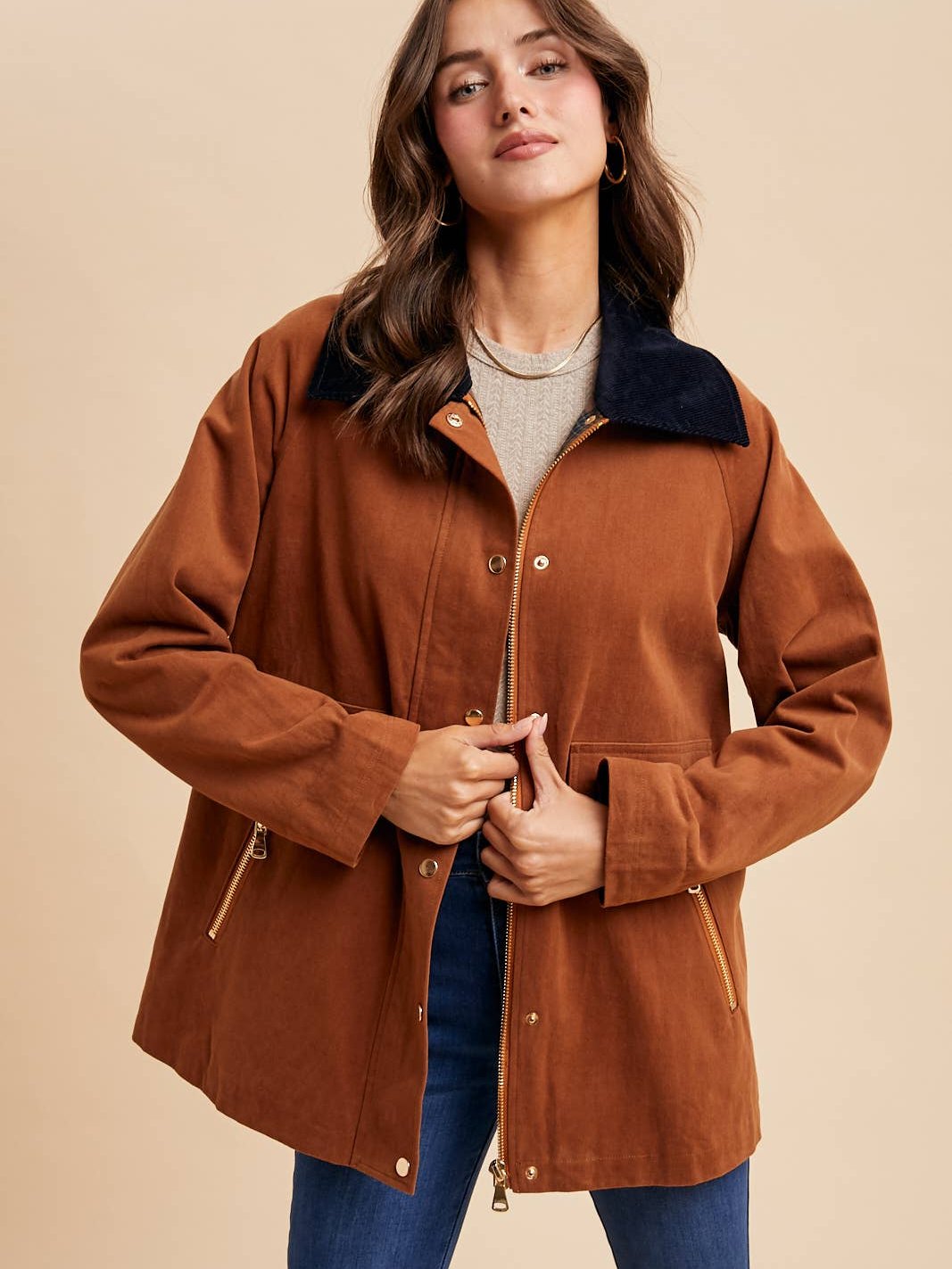 Cognac Cotton Barn Jacket , The Perfect Fall Layer