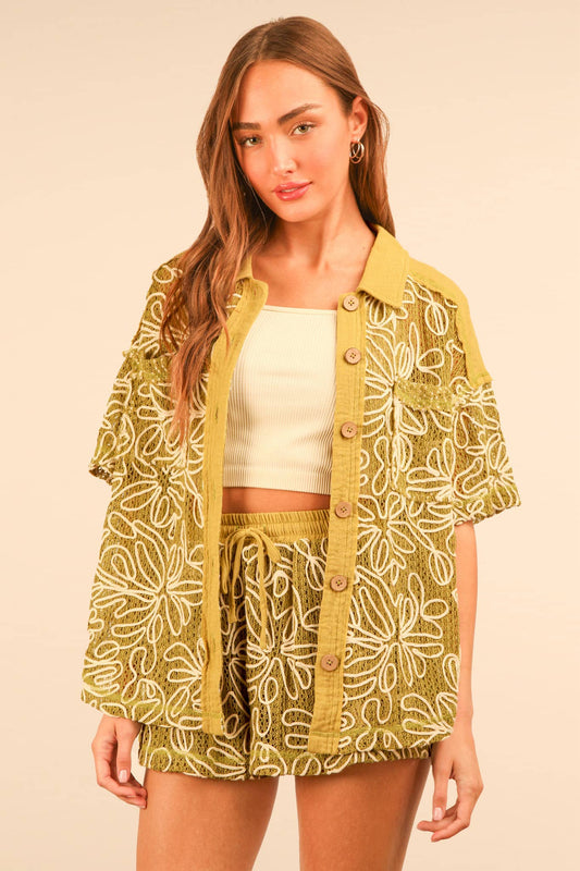 Printed Casual Shirt Top & Shorts Set