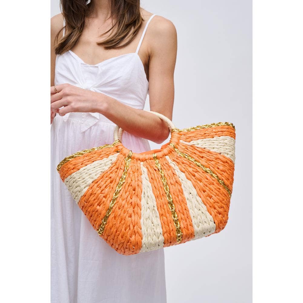 Carmen Straw Summer Beach Top Handle Tote(two colors)