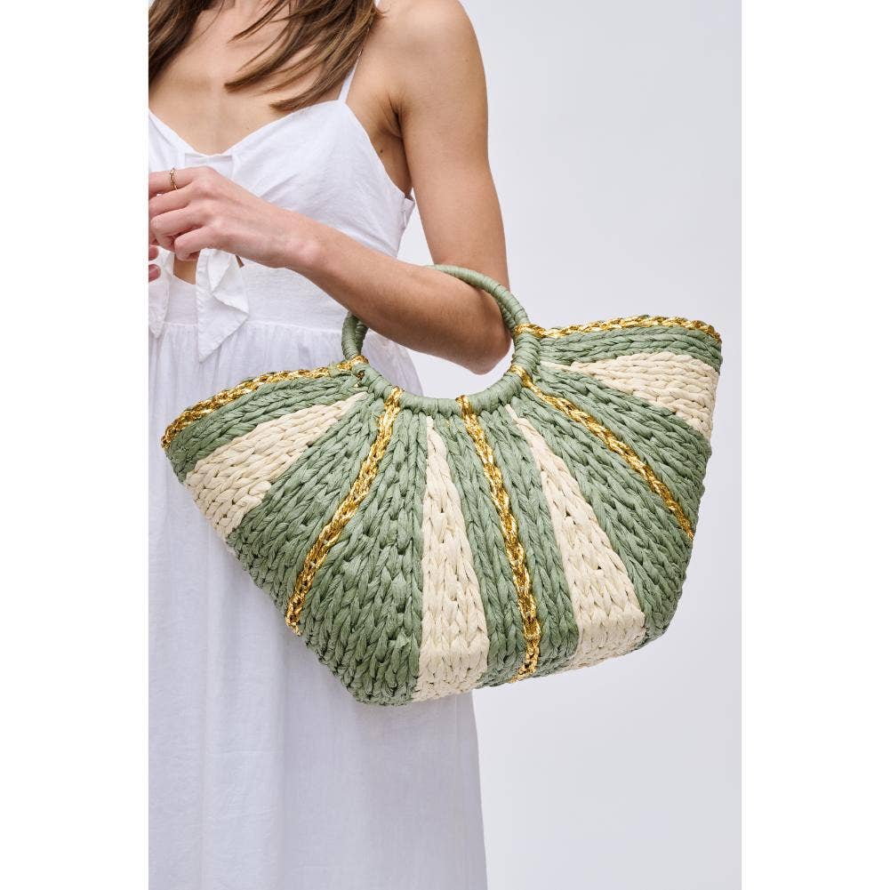 Sage Straw Summer Beach Top Handle Tote