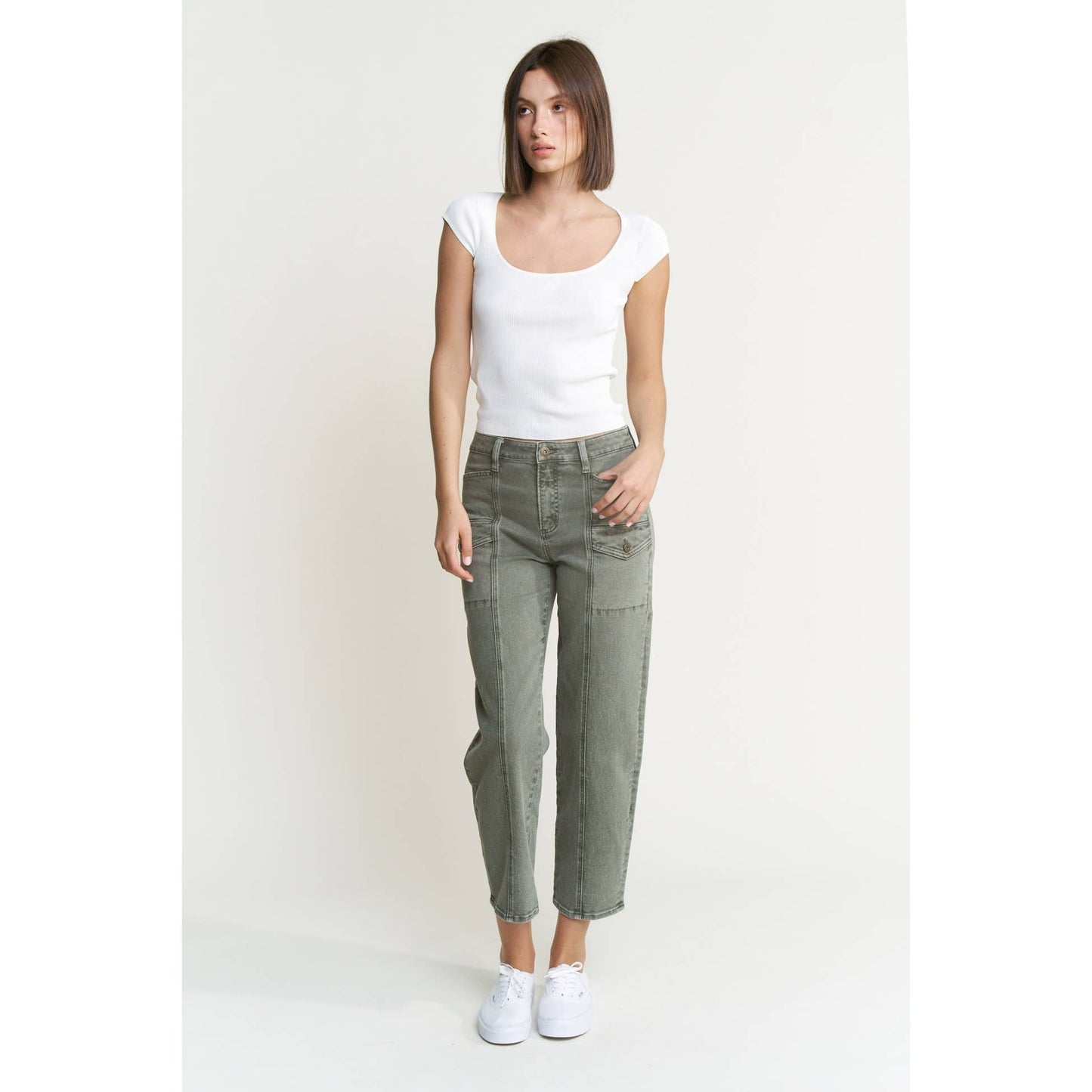 High Rise Tapered Cargo Pants
