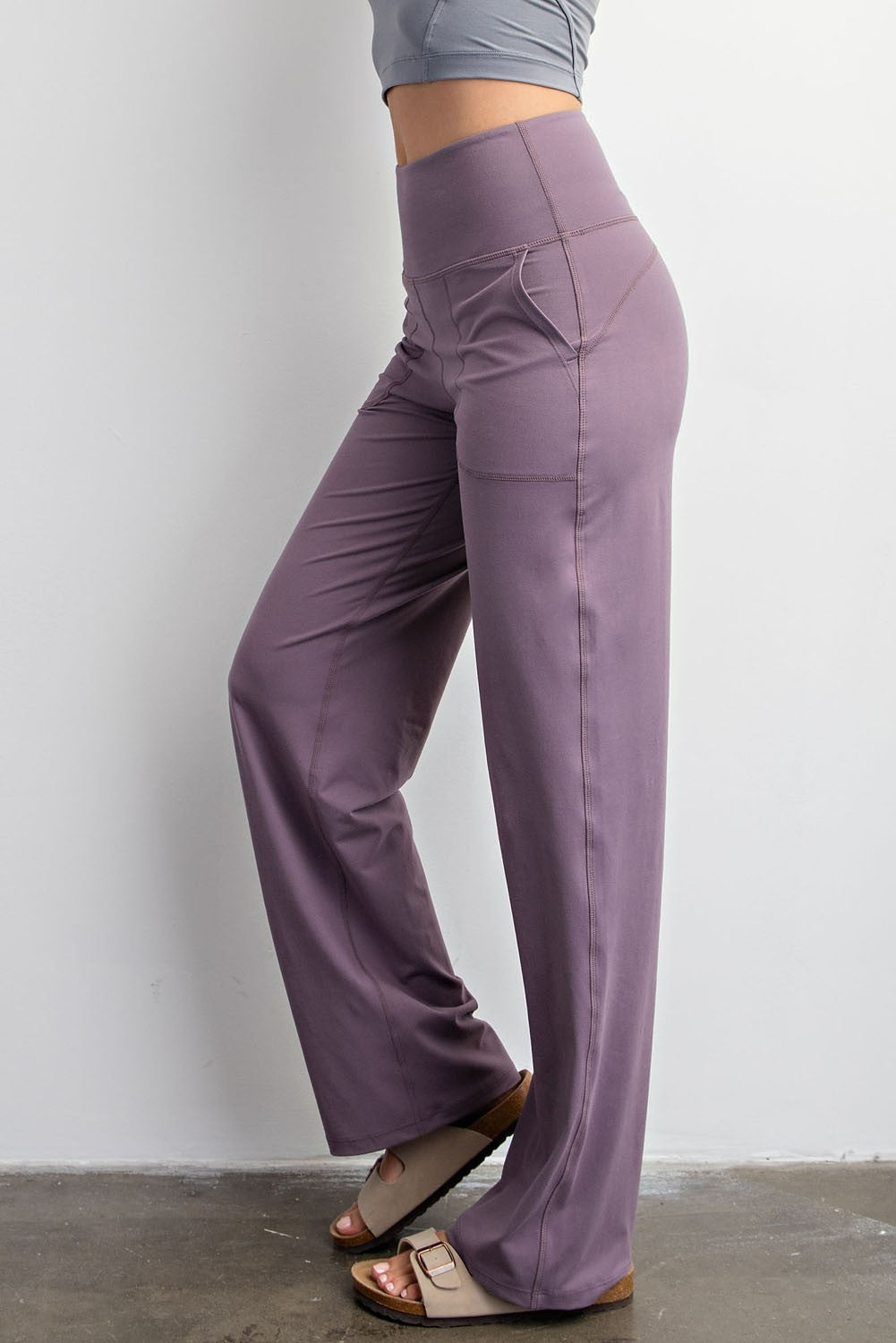 (Plus) Frosted Mulberry Butter Soft Straight Casual Yoga Pants