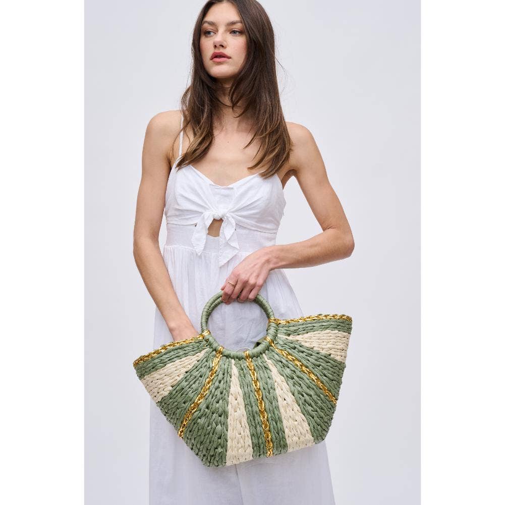 Carmen Straw Summer Beach Top Handle Tote(two colors)