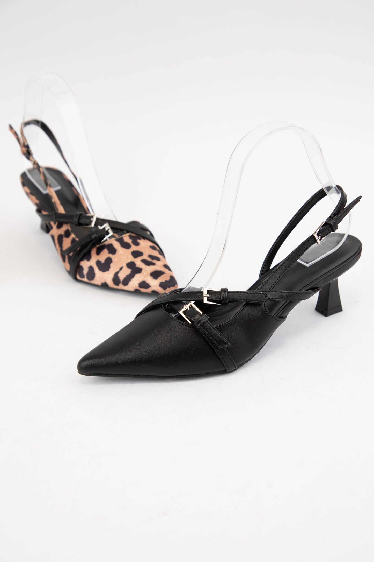 Aleena Thin Multi Strap Pointed Toe Kitten Heel