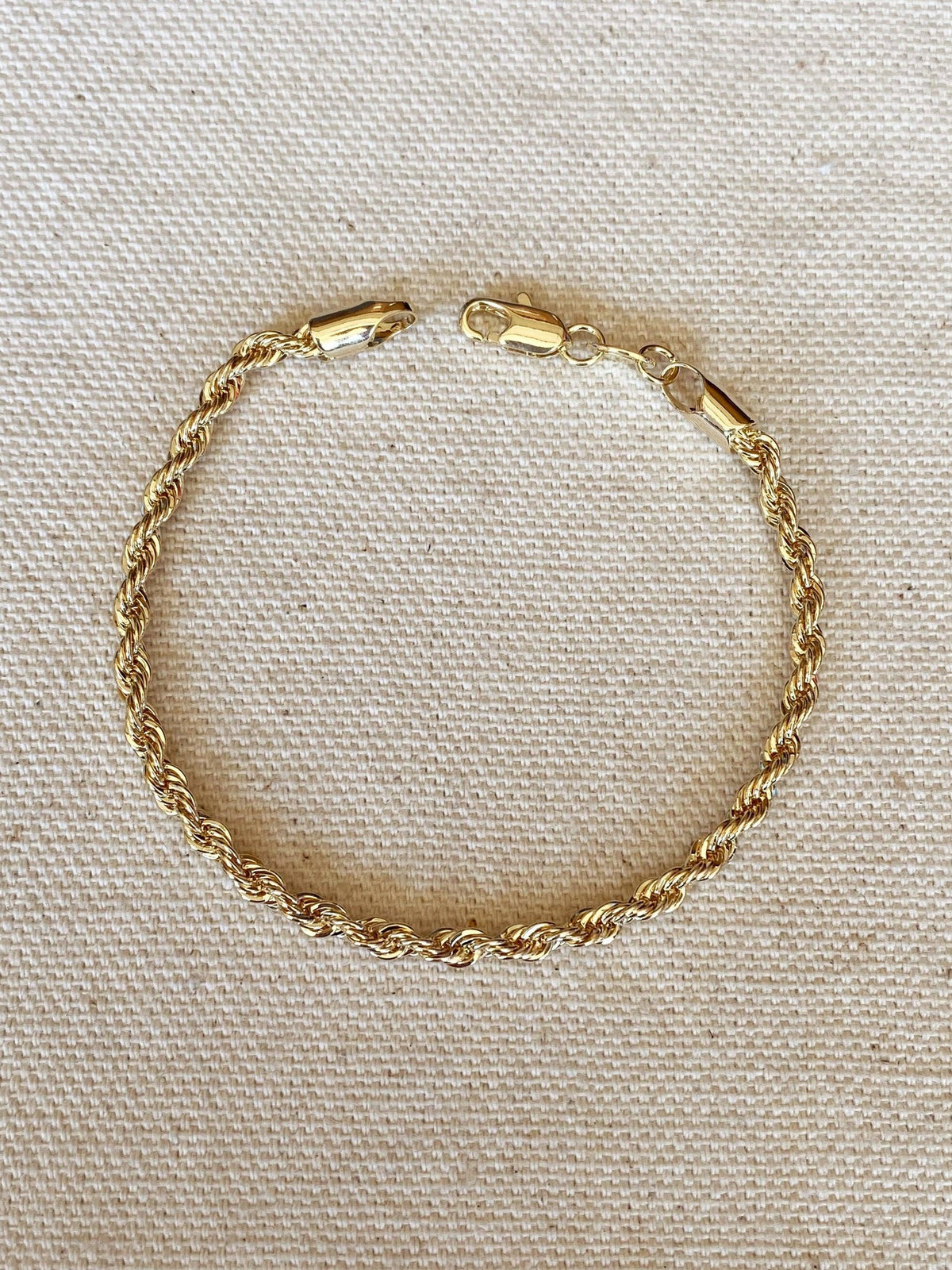 18k Gold Filled 3mm Rope Bracelet: 6.5 inches