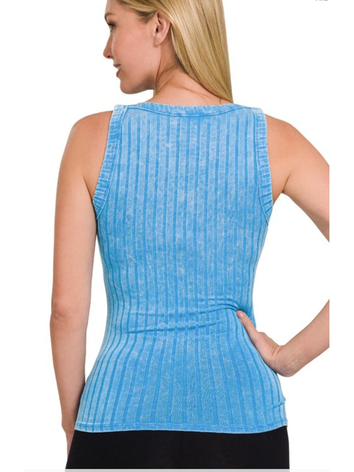 Ribbed Sleeveless Tank Top With Exposed Seem(several colors)