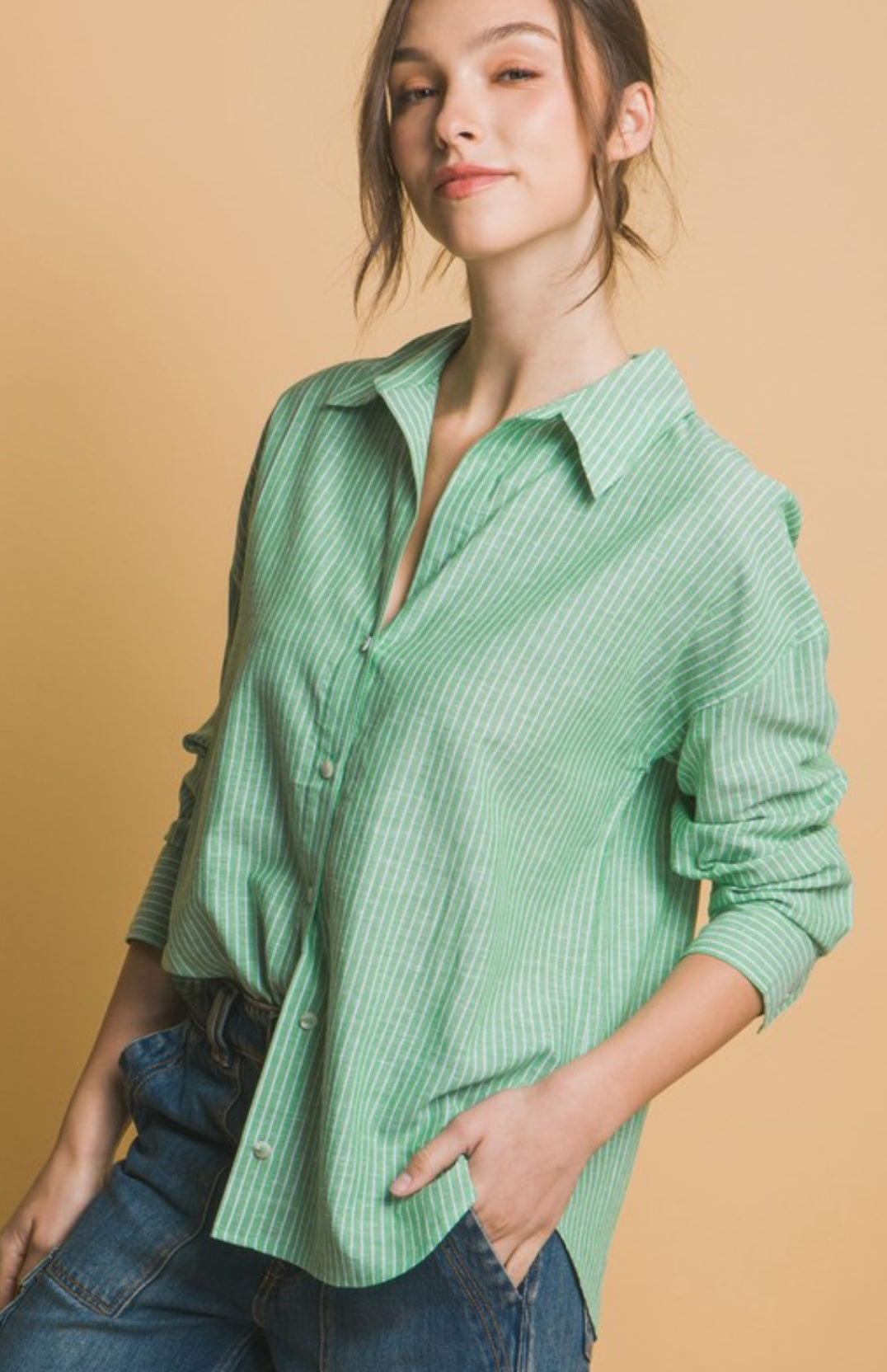Classic Button Down Stripped Linen Shirt
