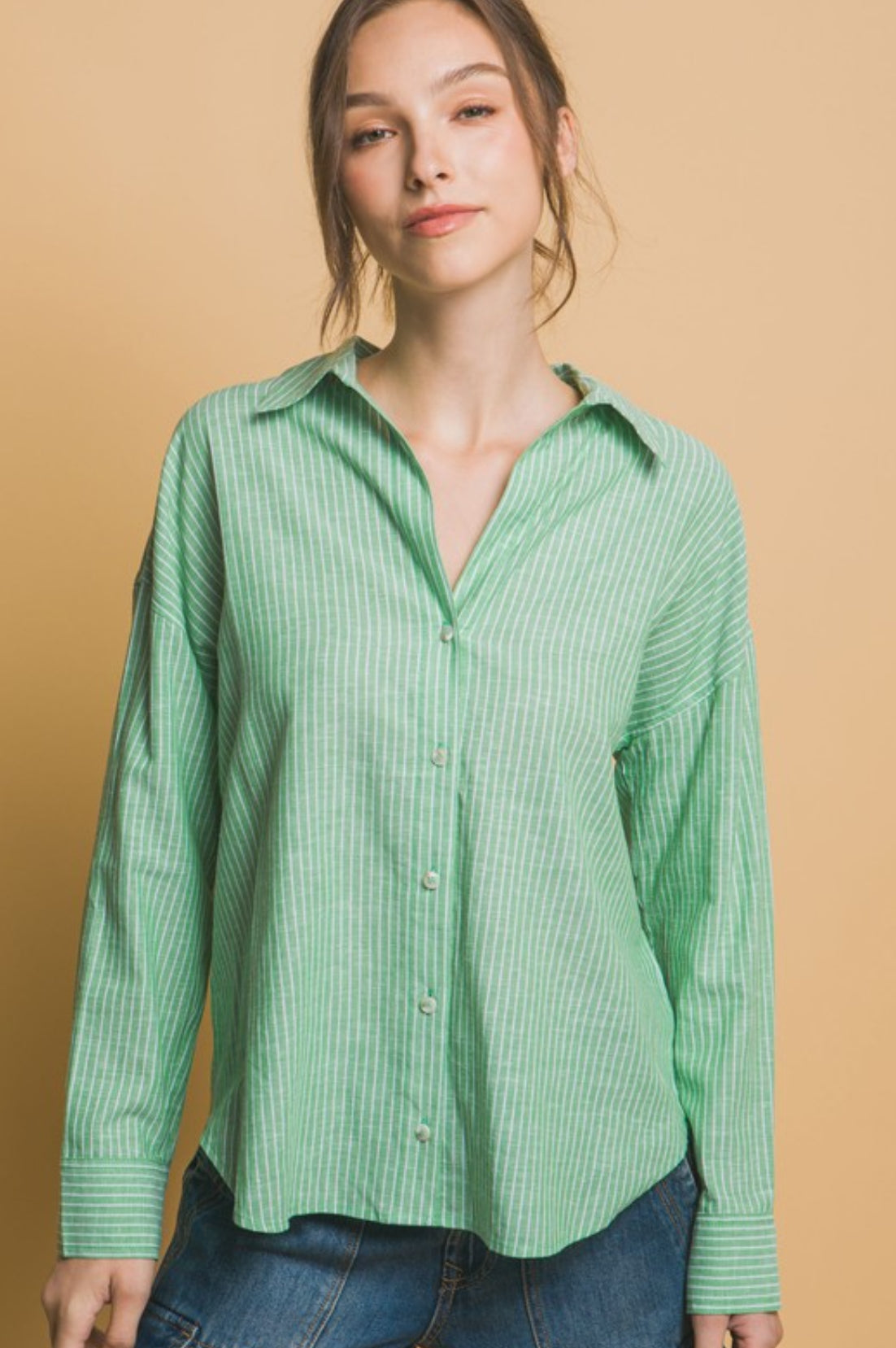 Classic Button Down Stripped Linen Shirt