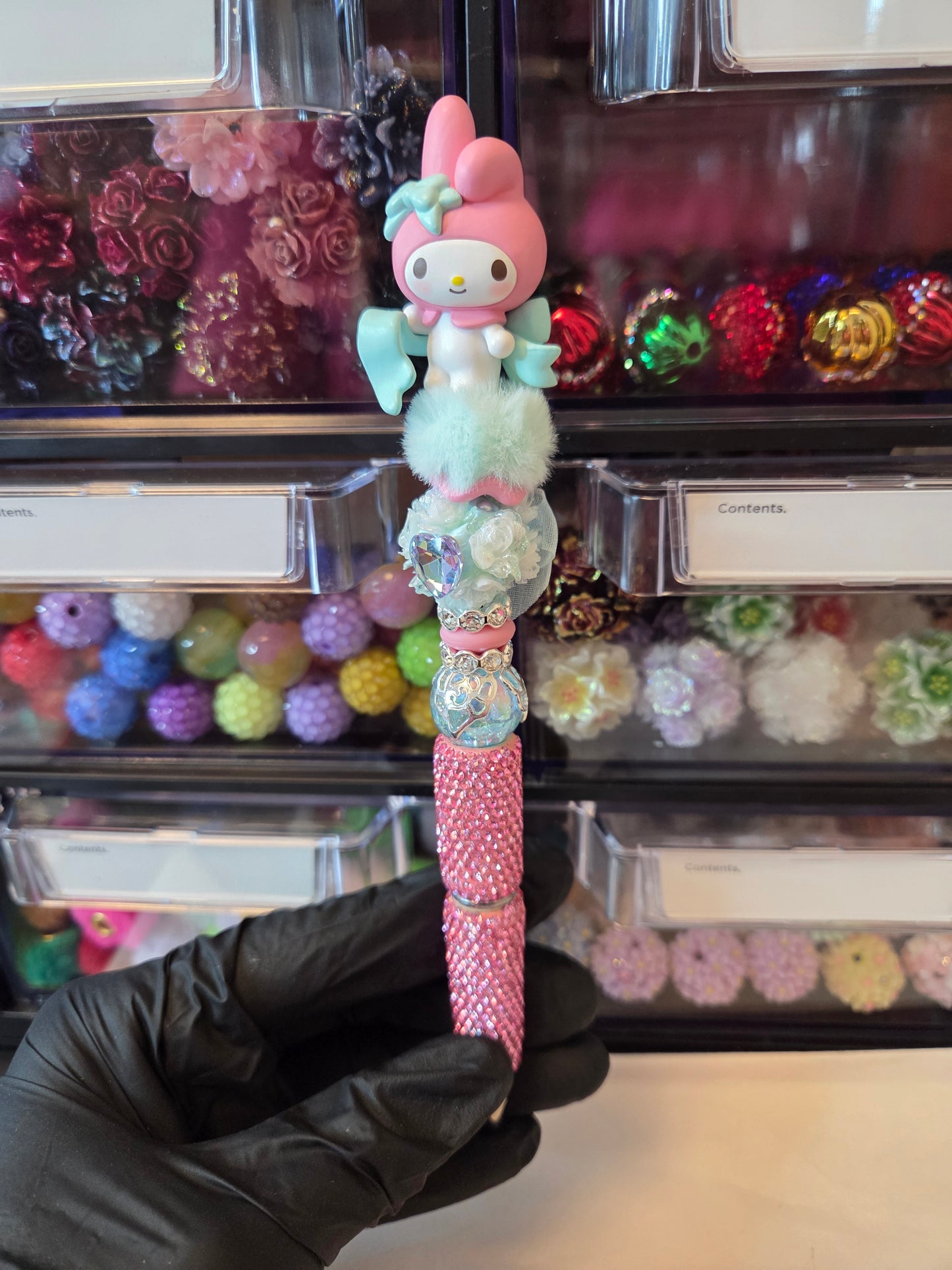Pre-made Handmade Pen Teal bow