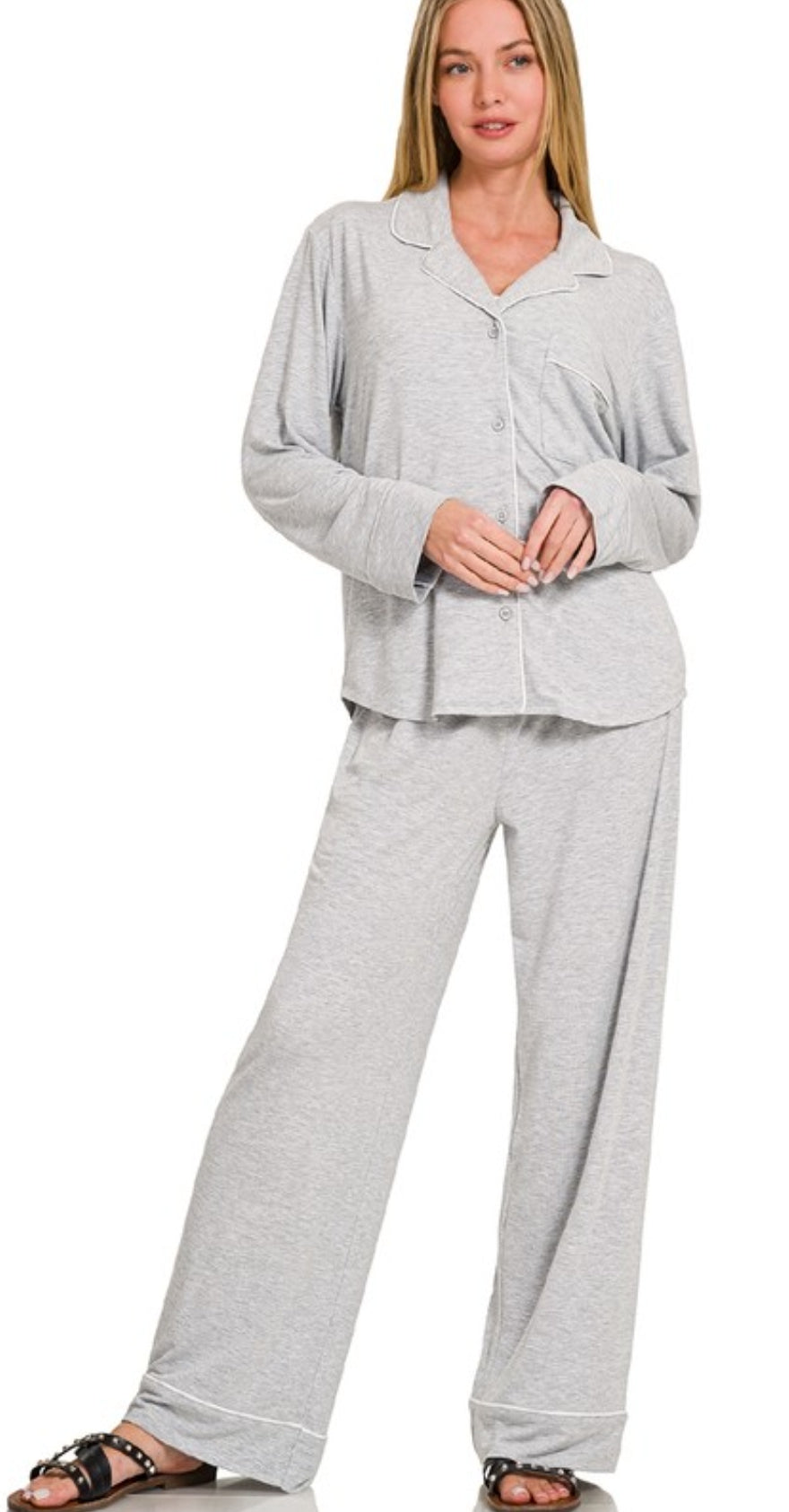 Classic Button down Pajama Set(several colors)