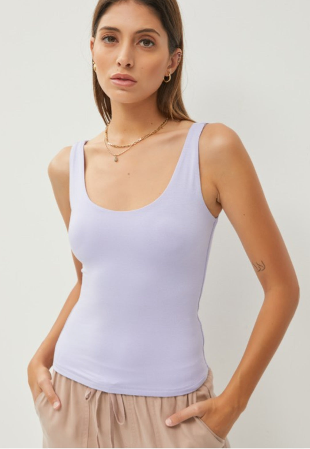 Blueberry Basic Scoop Neck Tank Top