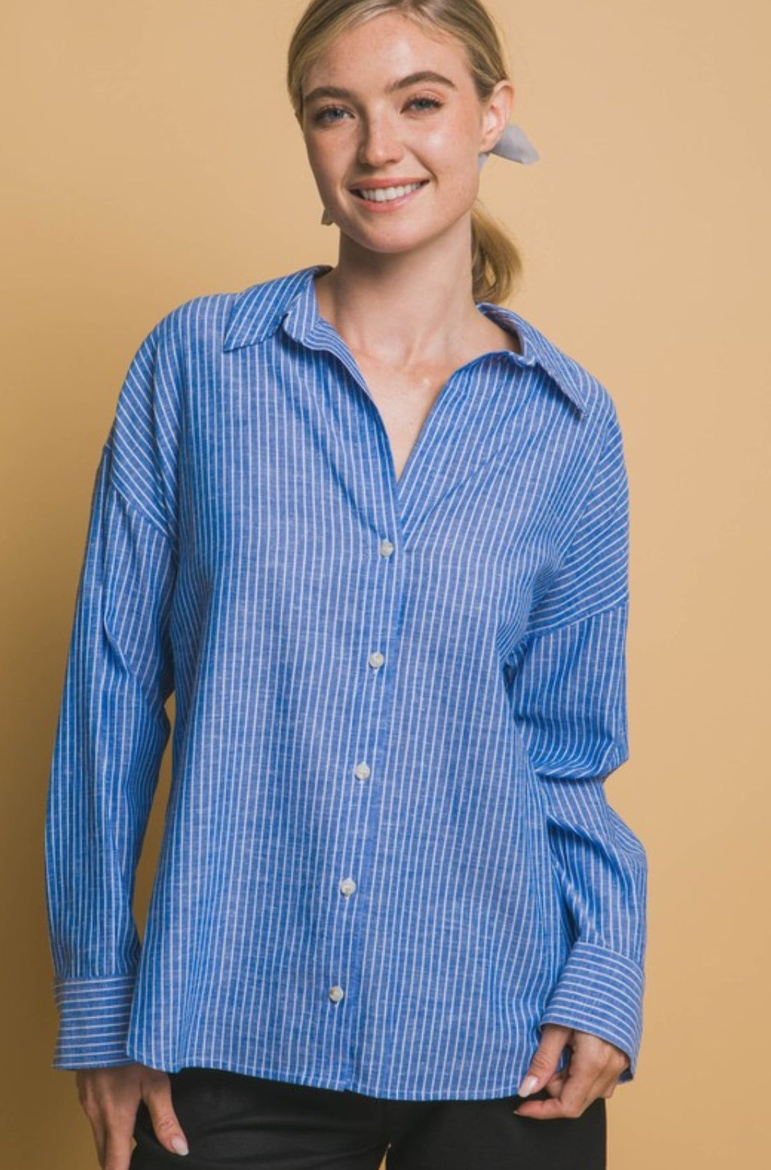 Classic Button Down Stripped Linen Shirt